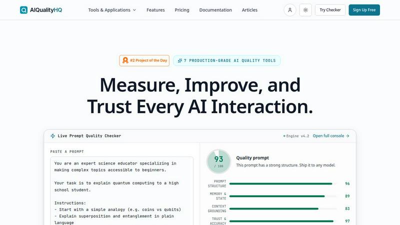 AIQualityHQ application interface and features