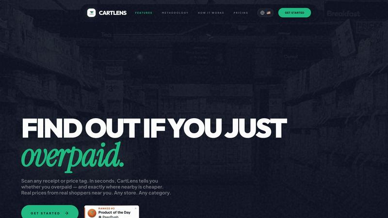 CartLens application interface and features