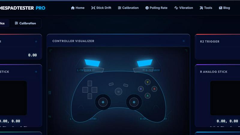 GamesPad  tester application interface and features