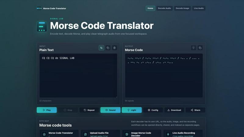 morsecode-translator application interface and features