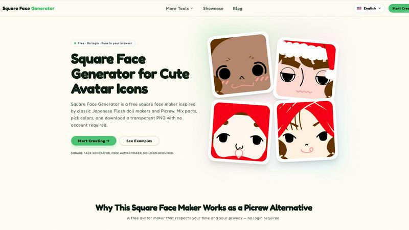 Square Face Generator application interface and features