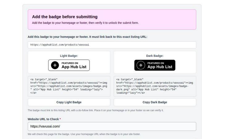 Vavus AI application interface and features