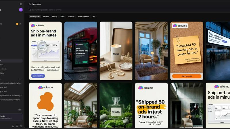 Adkumo application interface and features