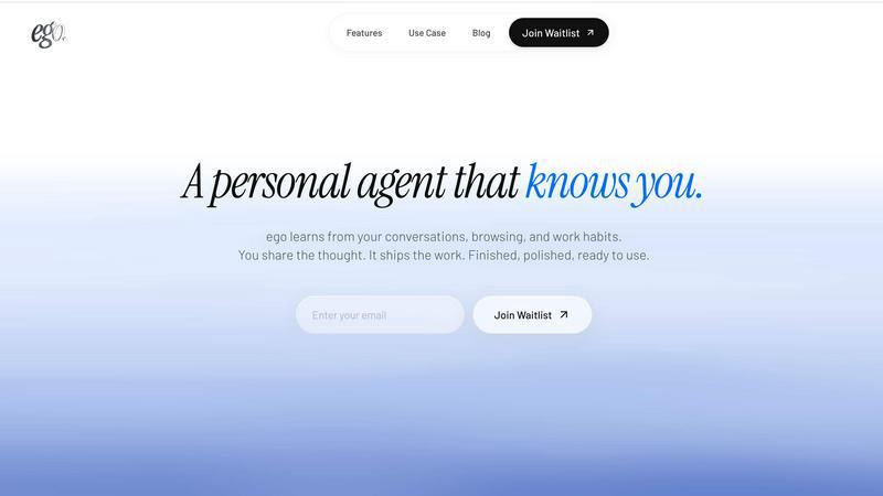 Personal Agent application interface and features