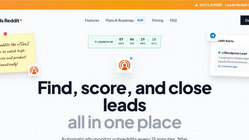 Leads Reddit application interface and features